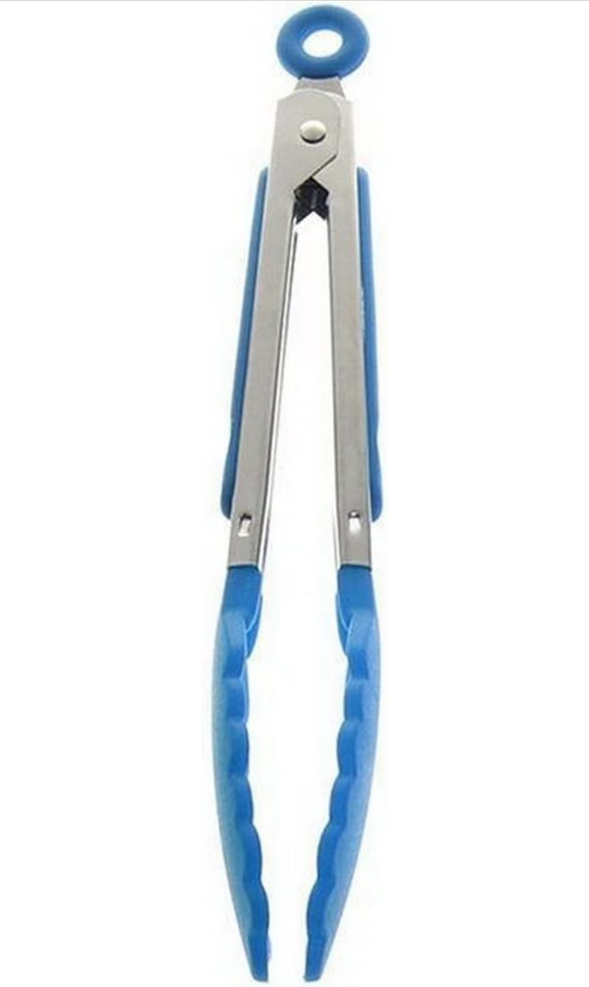 22.5cm Food Tongs with Non-Slip Handles - Pull up ring lock tongs
