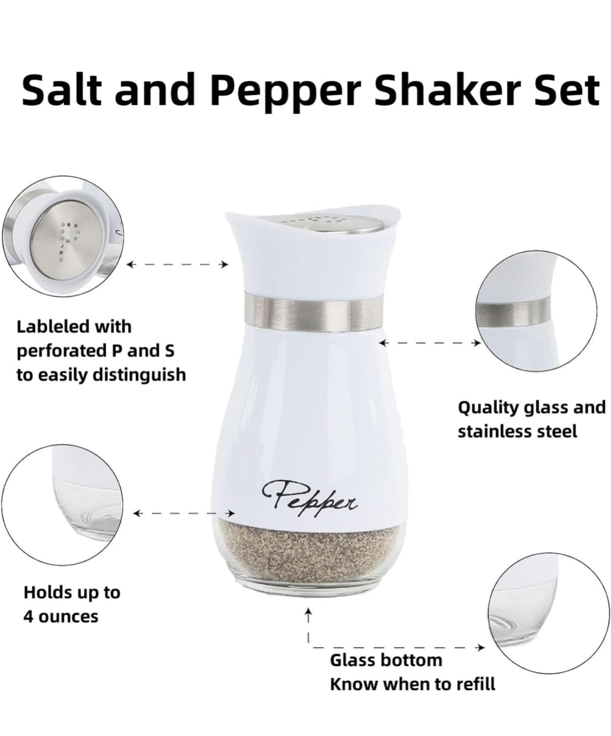 Modern White 2-Pack Salt & Pepper Shaker Set