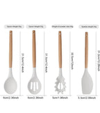 12-Pc Silicone Utensil Set with Wooden Handles & Holder - White