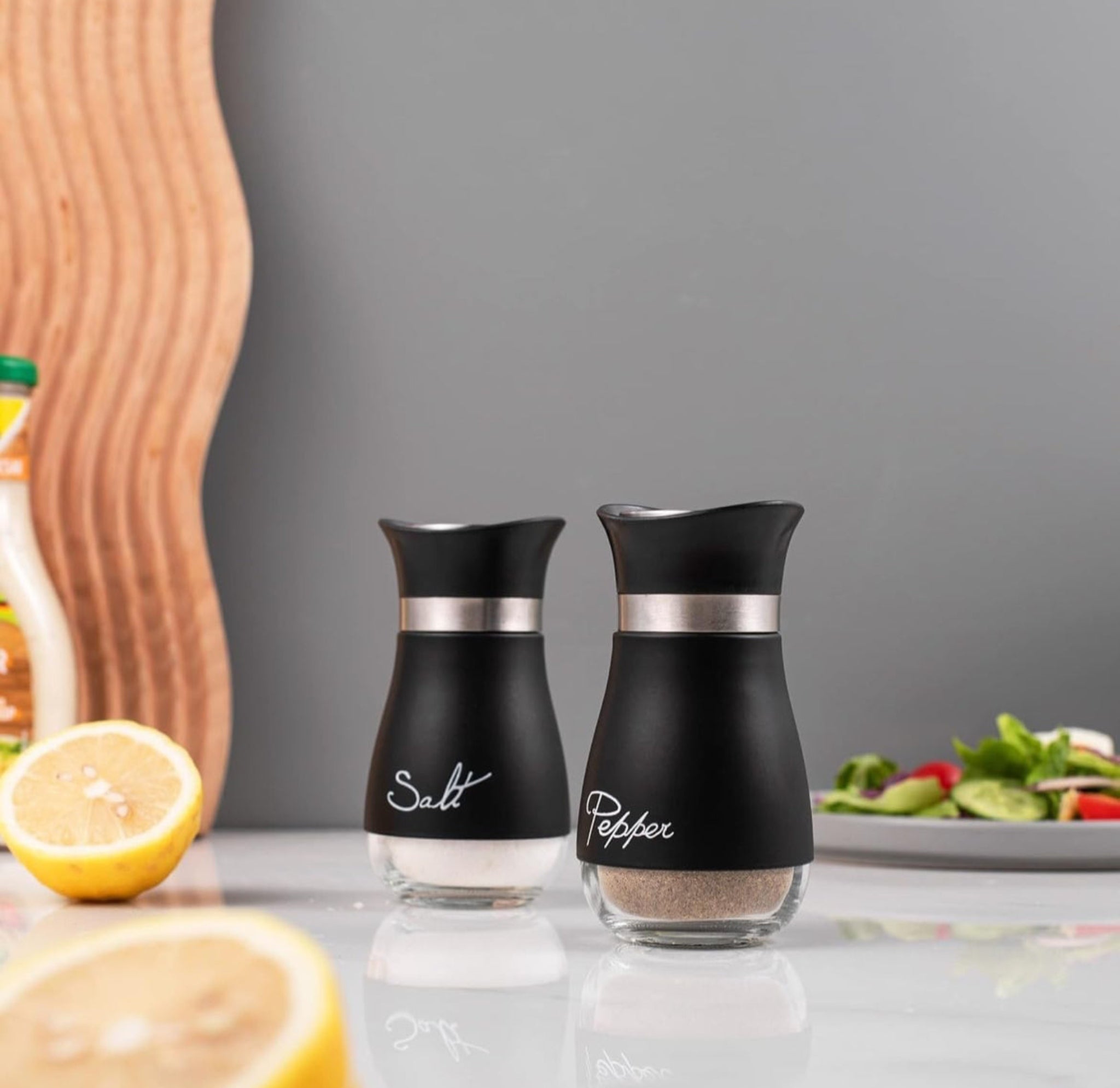 Modern Black 2-Pack Salt & Pepper Shaker Set