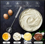 Stainless Steel Semi-Automatic Egg Beater, Rotary Hand Whisk - No Batteries Required