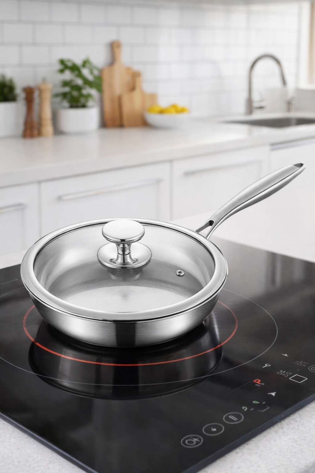 30cm Non-Stick Stainless Steel Frying Pan – Induction Compatible