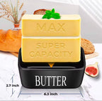 Ceramic Butter Dish Wooden Airtight Lid, With Butter Knife Black 600ml