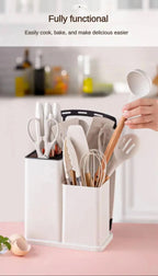 19-Piece Elegant Non-Stick Silicone Kitchen Utensil Set – White