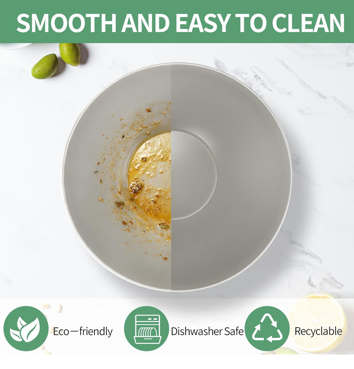 Modern Bamboo Salad Bowl Set with Lid & Serving Spoon and Fork – White