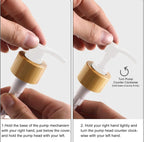 2x 500ml Lotion Soap Dispenser Hand Sanitizer Glass Bottle With Bamboo Cover Pump - White