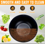 Modern Bamboo Salad Bowl Set with Lid & Serving Spoon and Fork – Black