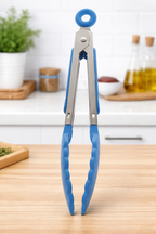 22.5cm Food Tongs with Non-Slip Handles - Pull up ring lock tongs