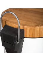 Bamboo Lid Pedal Kitchen Bin – White