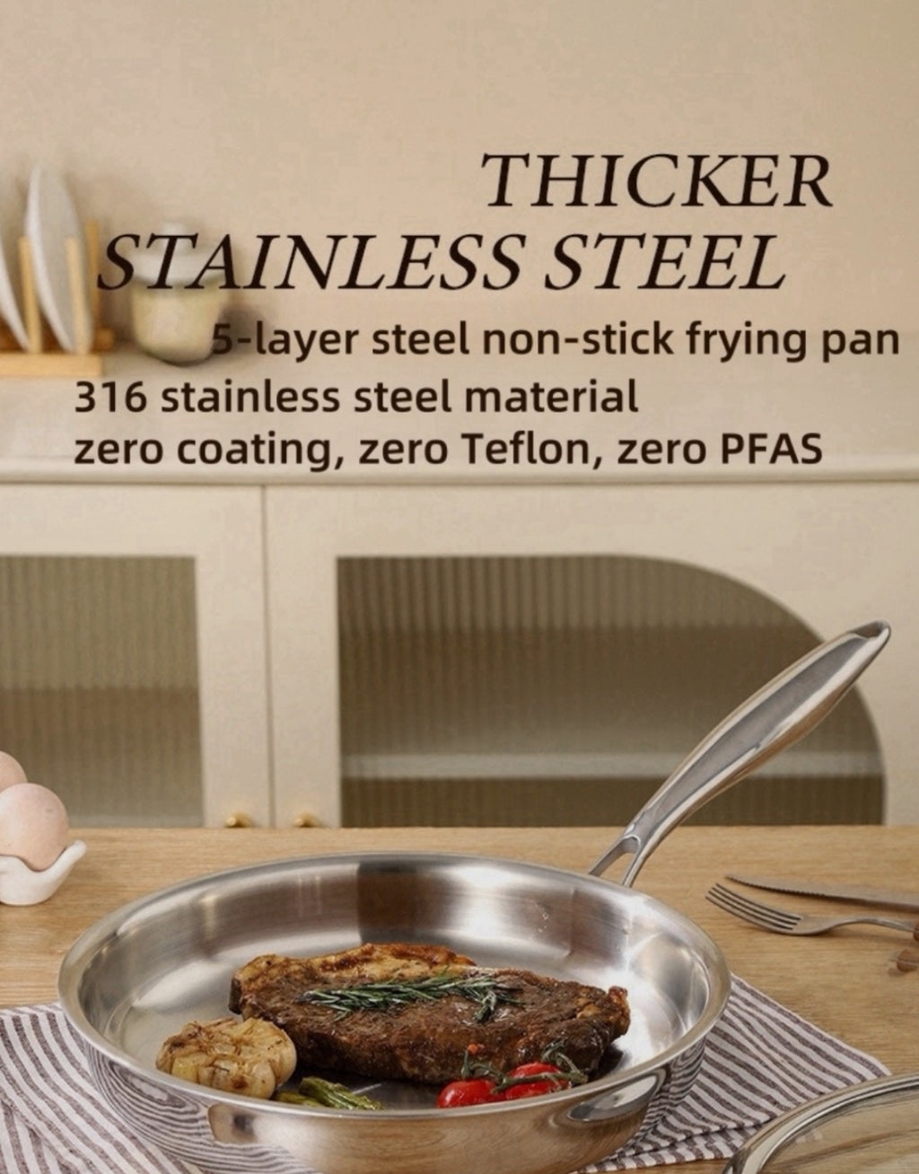 Stainless steel frying pans