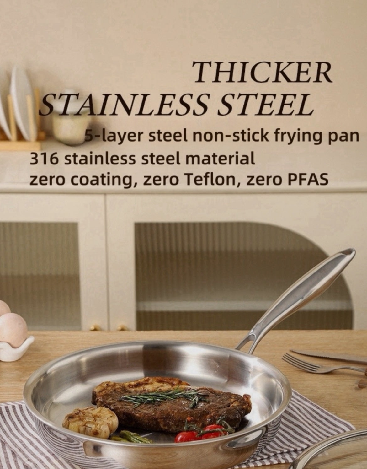 Stainless steel frying pans