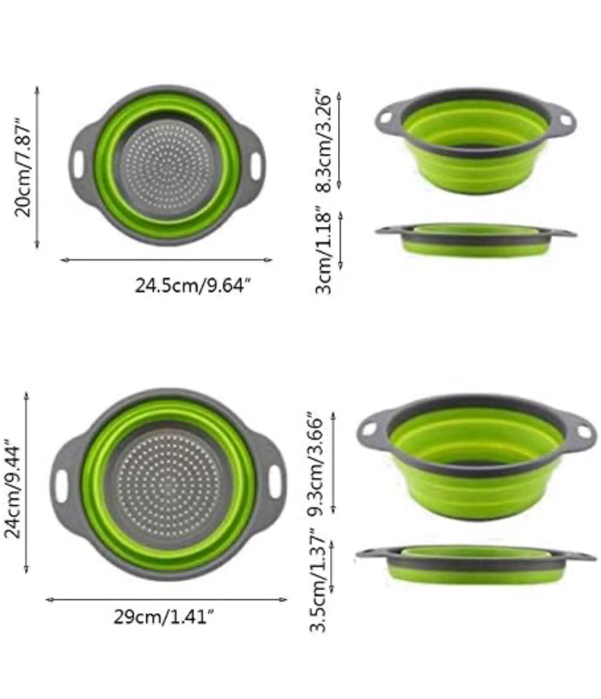2 Pack Collapsible Colanders – Space Saving Kitchen Strainers