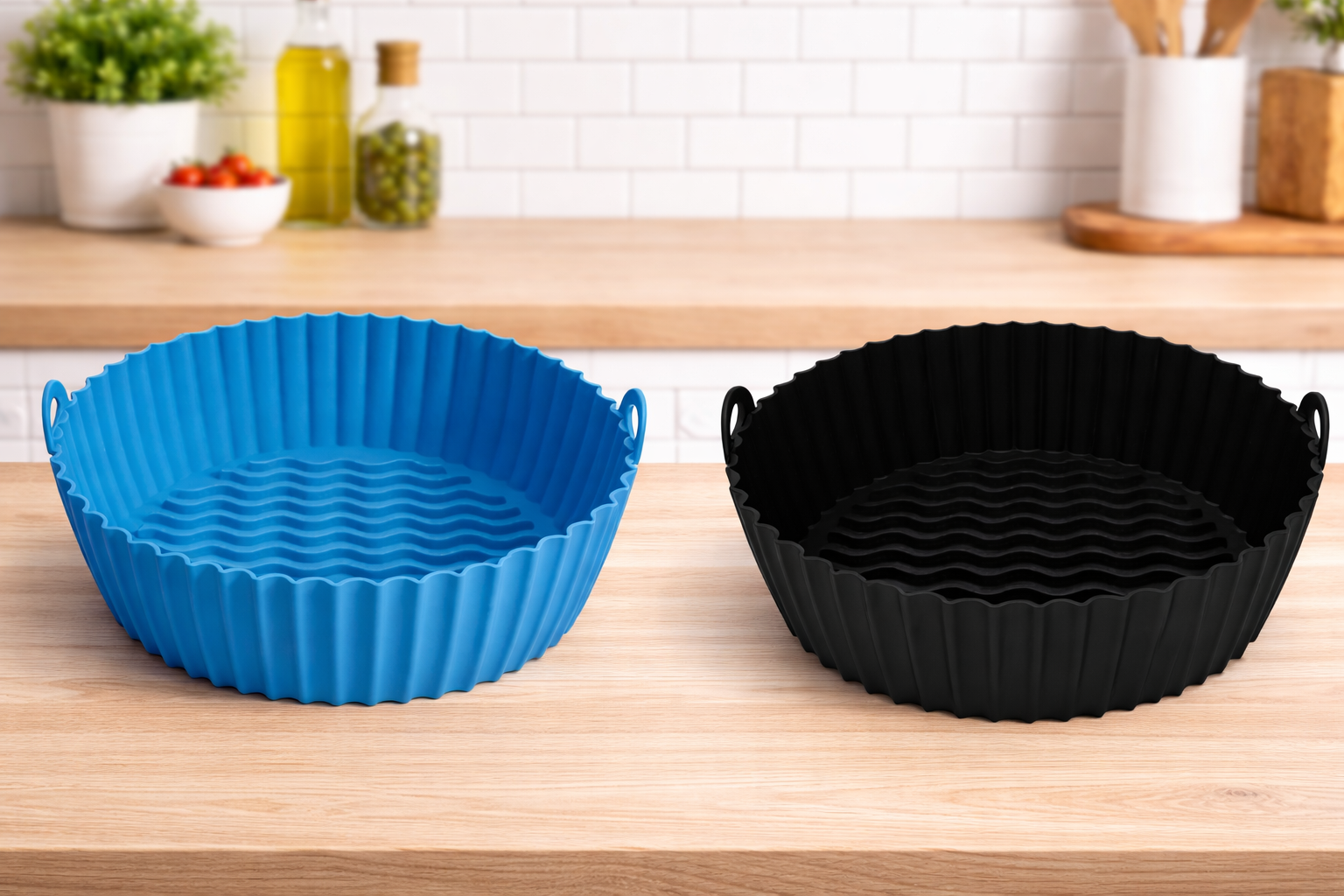 2 Pack Silicone Round Air Fryer Liners – Non-Stick, Flexible & Easy Release