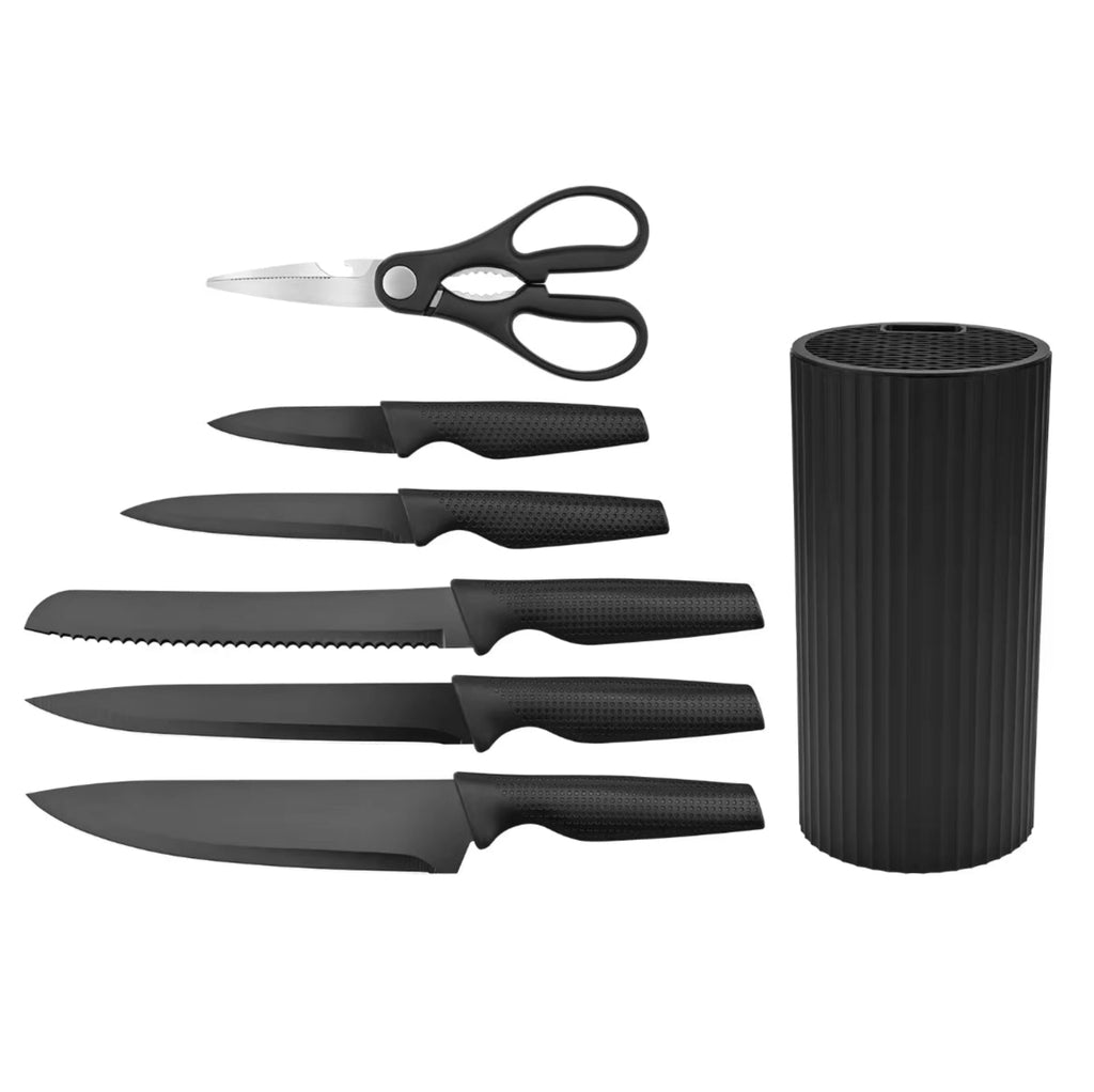 7pc Black knife set