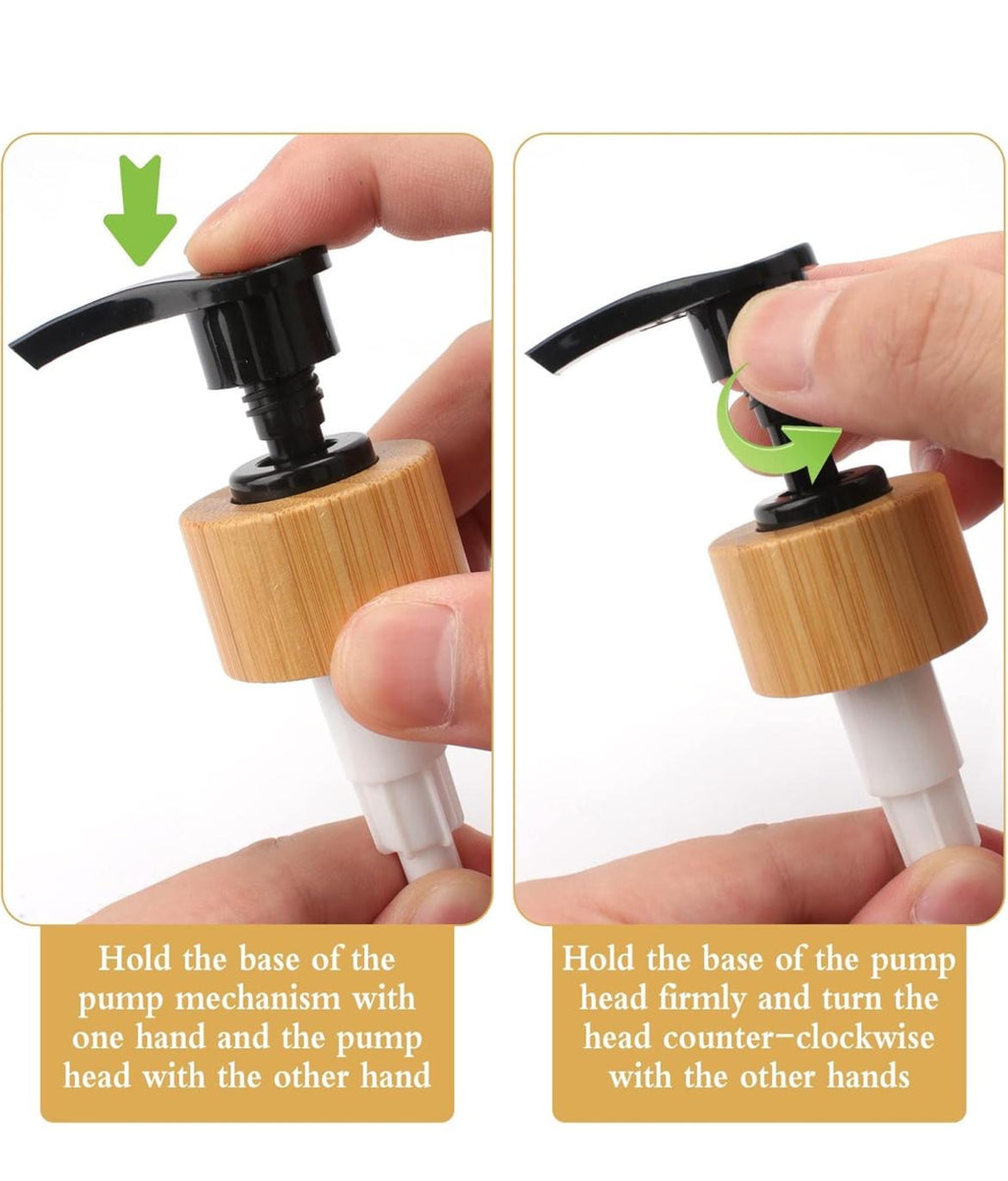 2x 500ml Lotion Soap Dispenser Hand Sanitizer Glass Bottle With Bamboo Cover Pump - Black