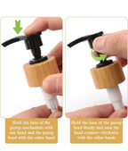 2x 500ml Lotion Soap Dispenser Hand Sanitizer Glass Bottle With Bamboo Cover Pump - Black
