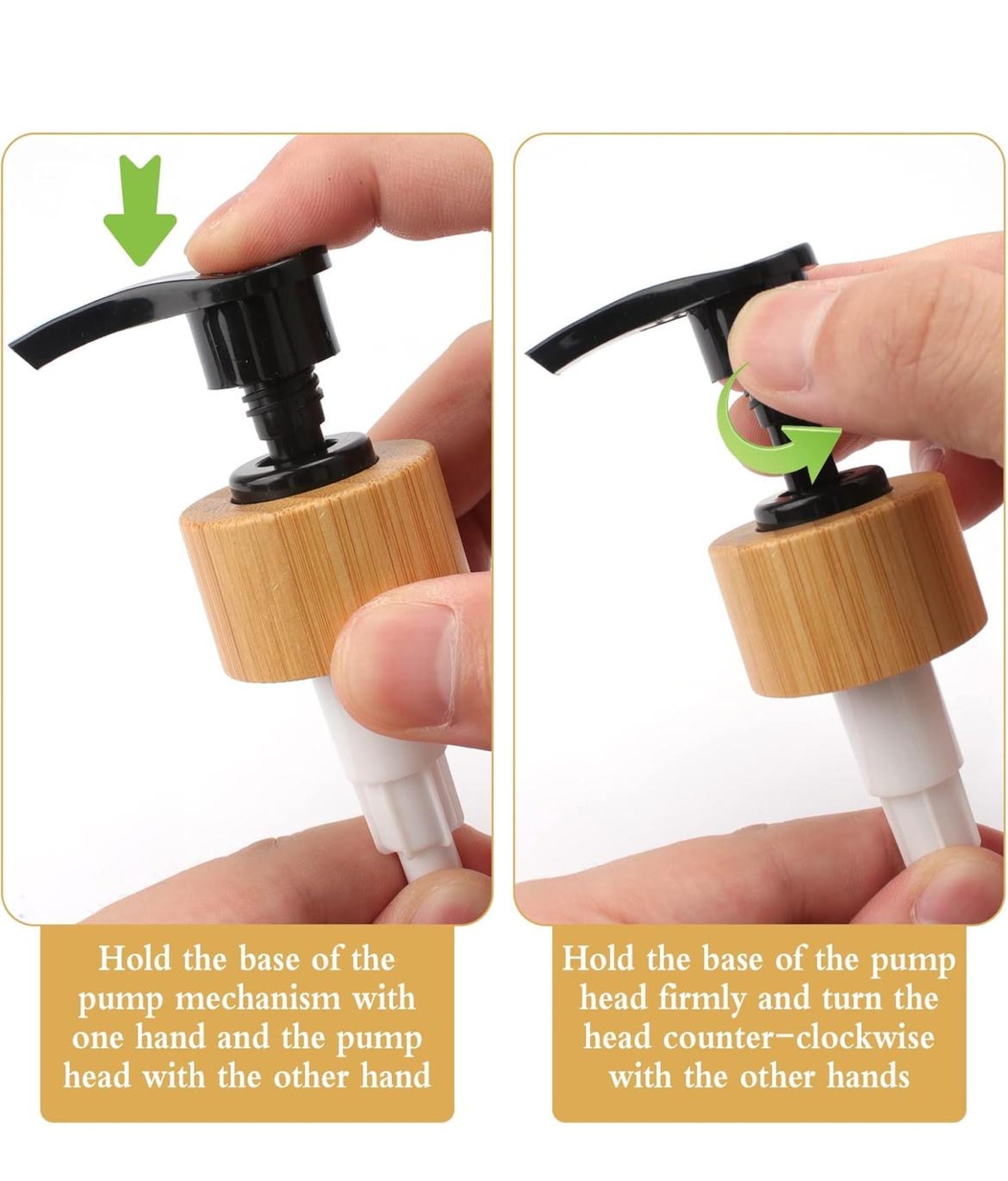 2x 500ml Lotion Soap Dispenser Hand Sanitizer Glass Bottle With Bamboo Cover Pump - Black