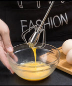 Stainless Steel Semi-Automatic Egg Beater, Rotary Hand Whisk - No Batteries Required