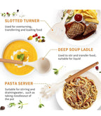 12-Pc Silicone Utensil Set with Wooden Handles & Holder - White