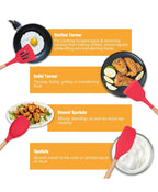 12-Pc Silicone Utensil Set with Wooden Handles & Holder - Red