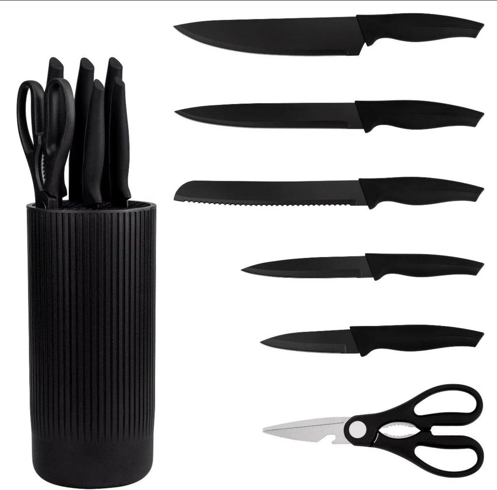 7pc Black knife set