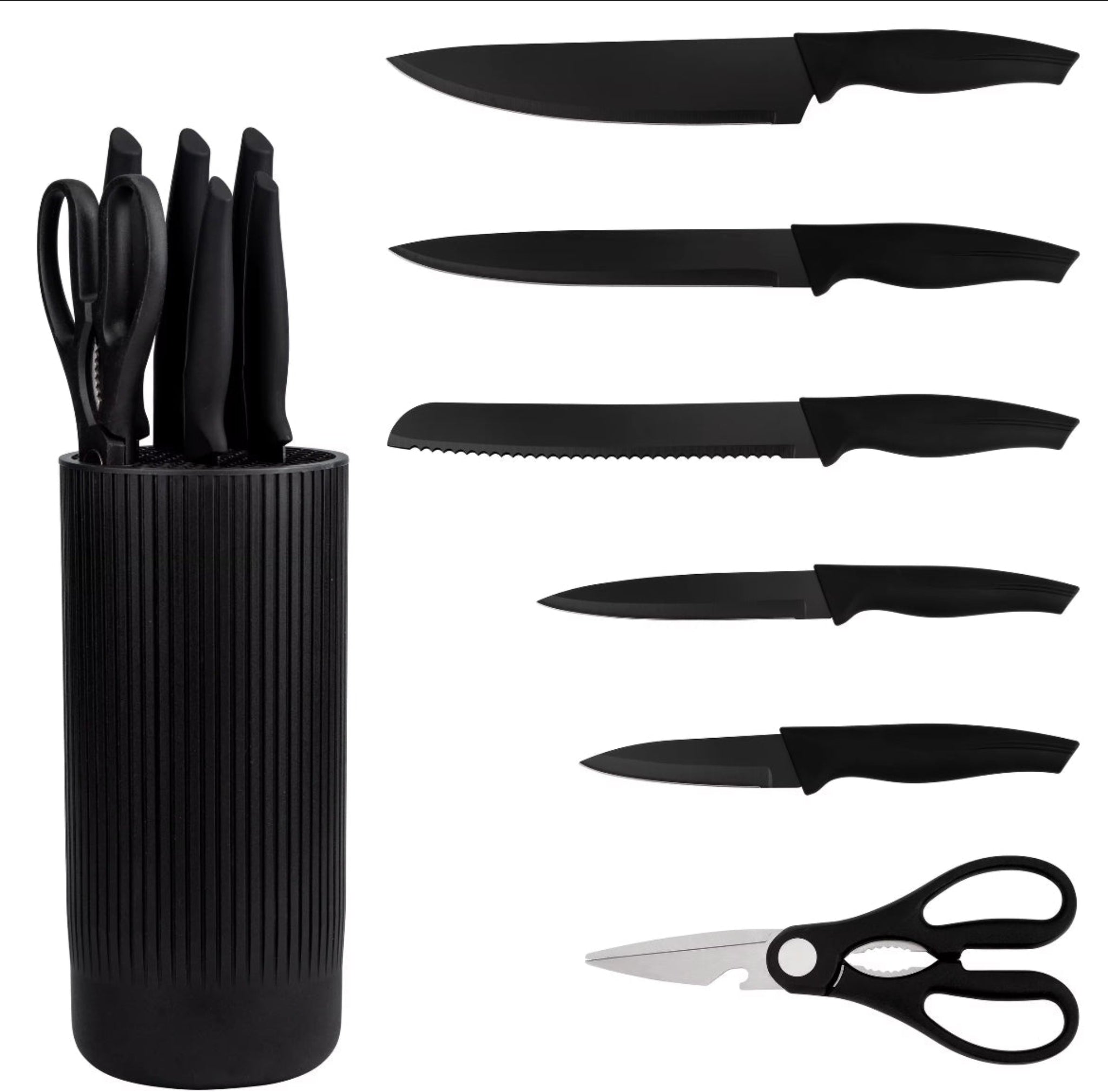 7pc Black knife set