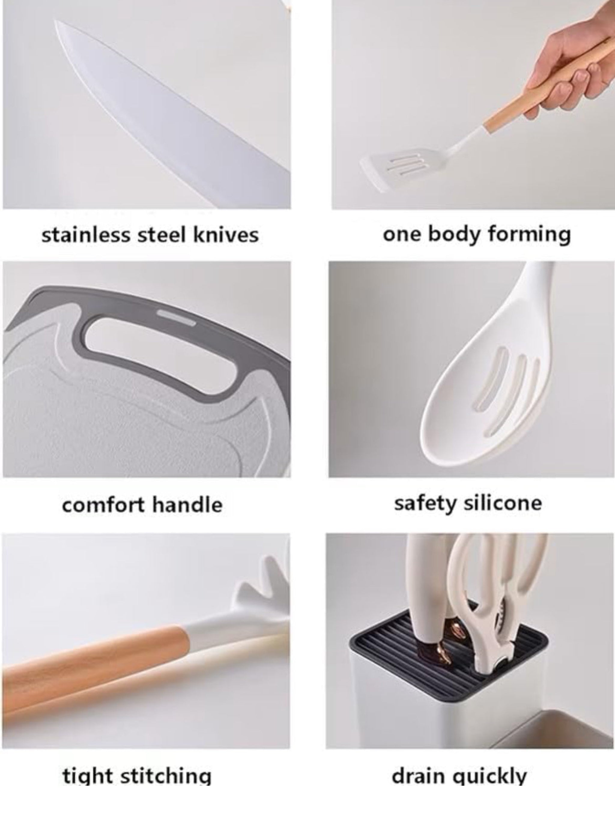 19-Piece Elegant Non-Stick Silicone Kitchen Utensil Set – White