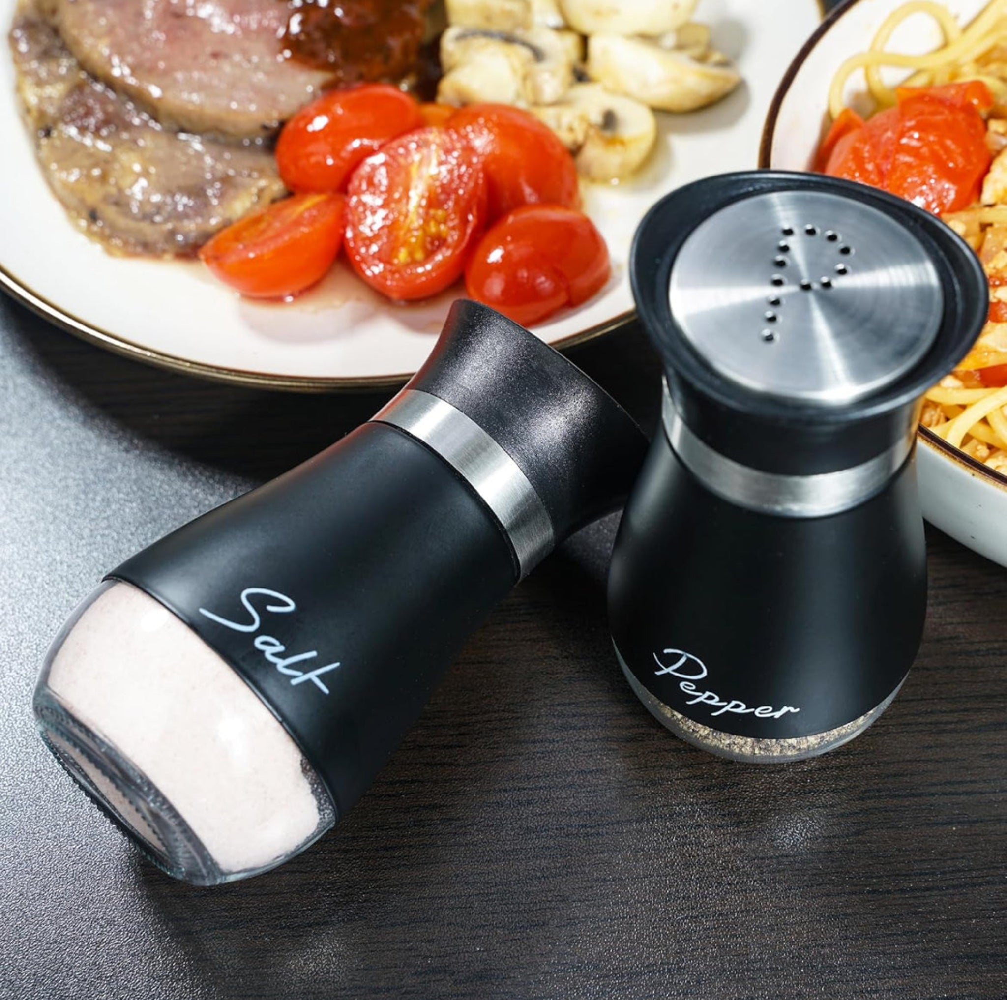 Modern Black 2-Pack Salt & Pepper Shaker Set
