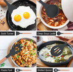 12-Pc Silicone Utensil Set with Wooden Handles & Holder - Grey