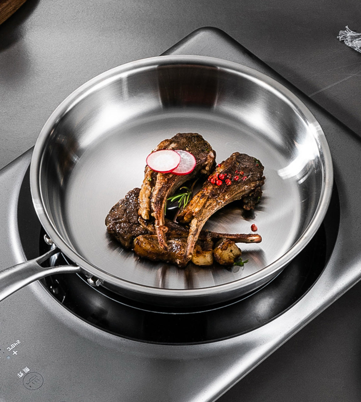 30cm Non-Stick Stainless Steel Frying Pan – Induction Compatible