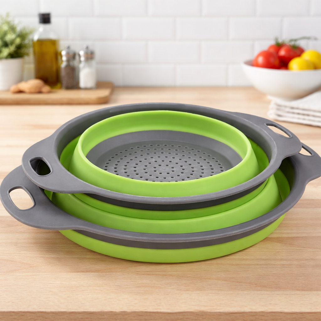2 Pack Collapsible Colanders – Space Saving Kitchen Strainers