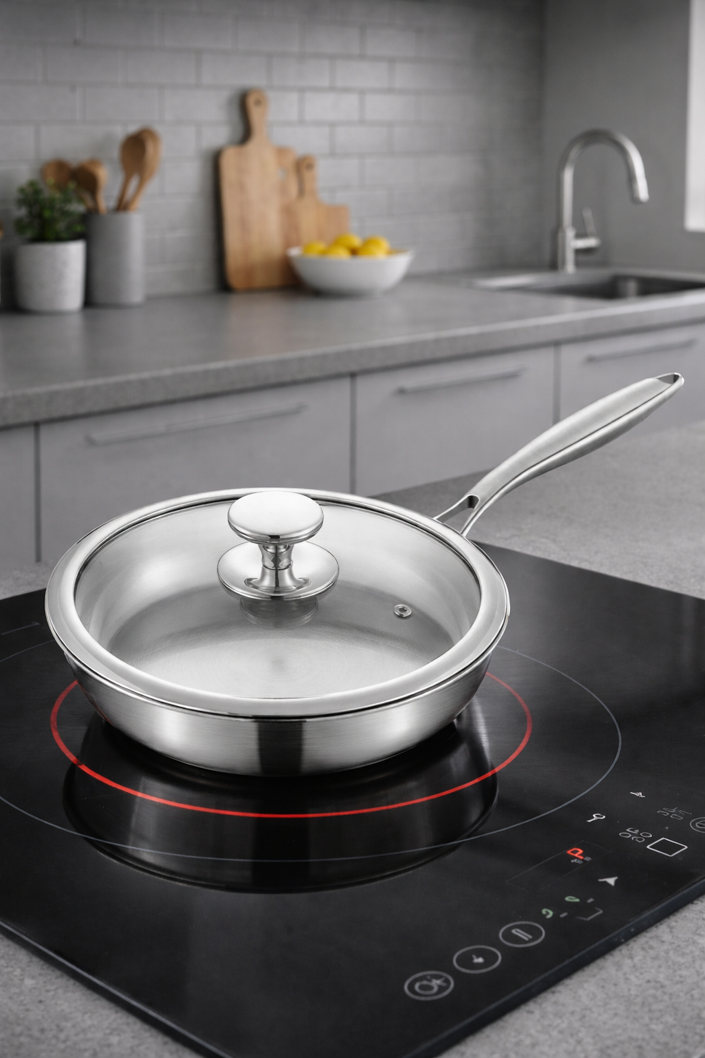 28cm Non-Stick Stainless Steel Frying Pan – Induction Compatible
