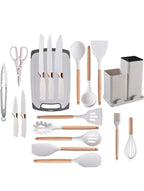 19-Piece Elegant Non-Stick Silicone Kitchen Utensil Set – White