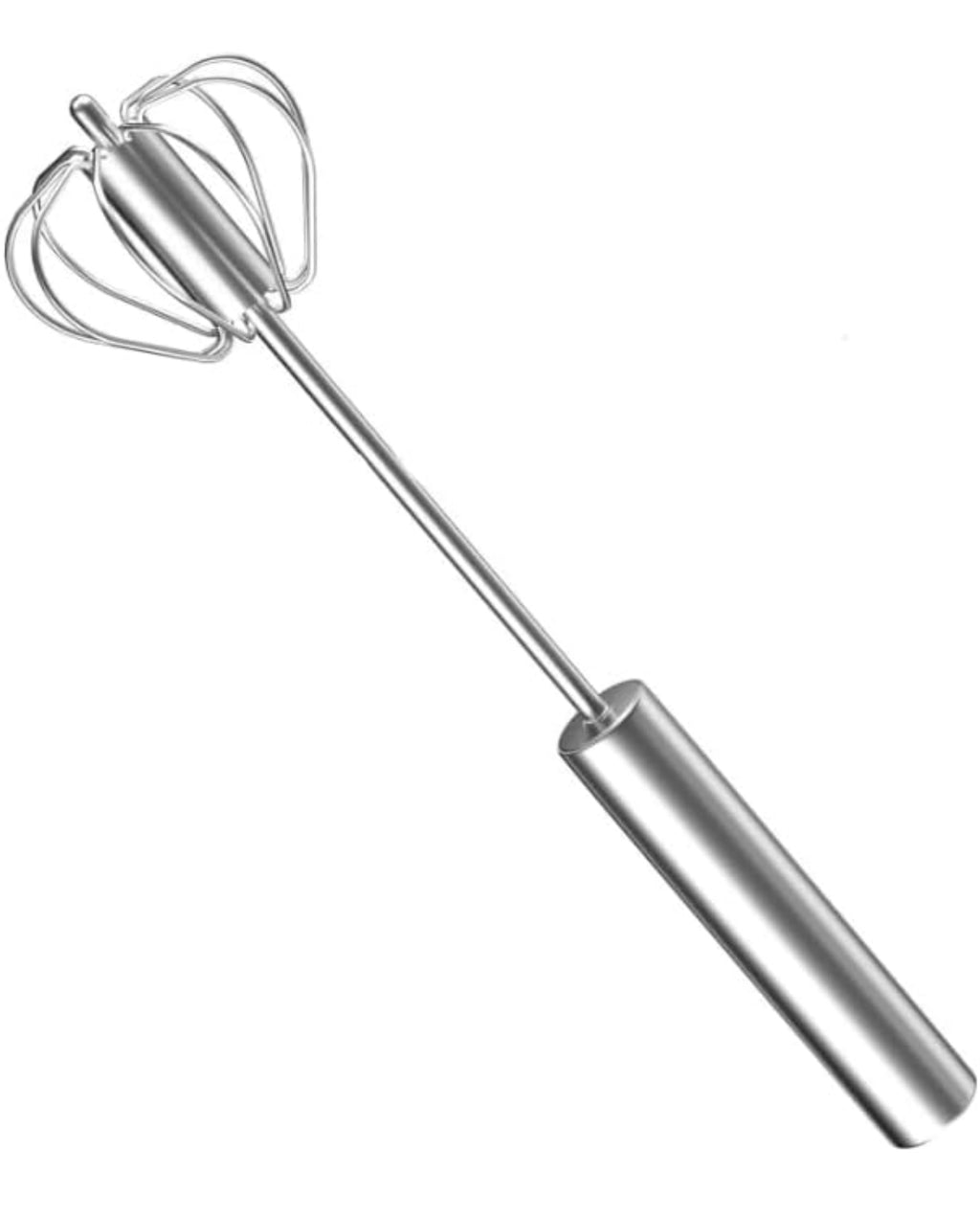 Stainless Steel Semi-Automatic Egg Beater, Rotary Hand Whisk - No Batteries Required