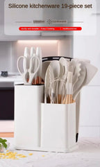 19-Piece Elegant Non-Stick Silicone Kitchen Utensil Set – White