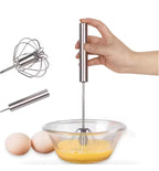Stainless Steel Semi-Automatic Egg Beater, Rotary Hand Whisk - No Batteries Required