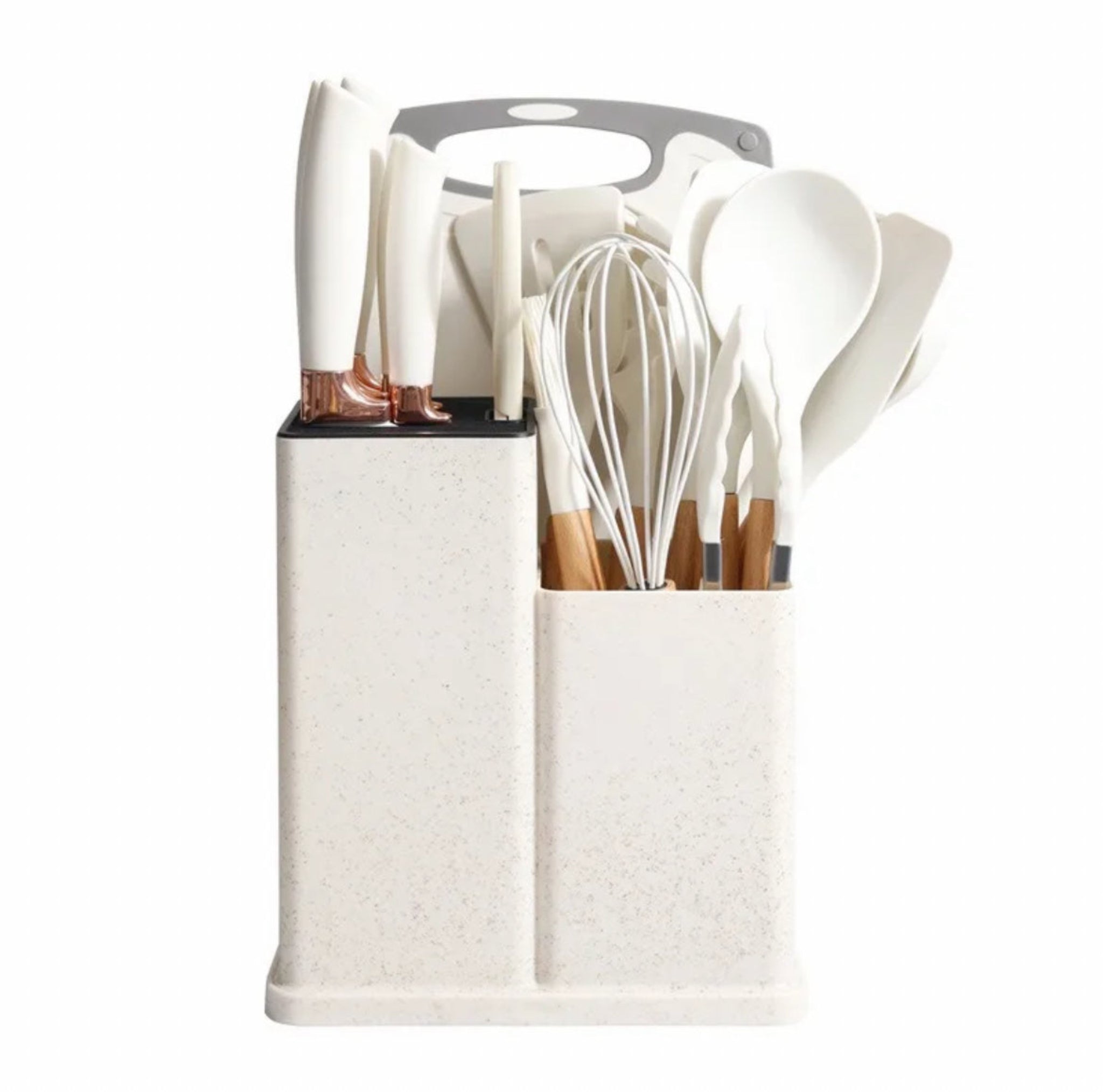 19-Piece Elegant Non-Stick Silicone Kitchen Utensil Set – White