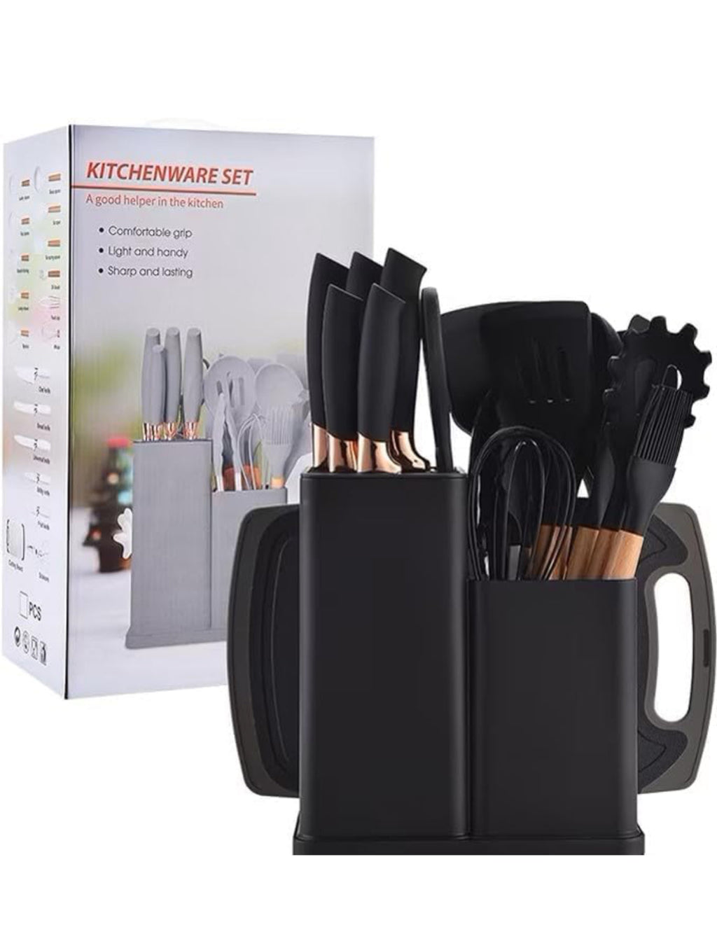 19-Piece Elegant Non-Stick Silicone Kitchen Utensil Set – Black
