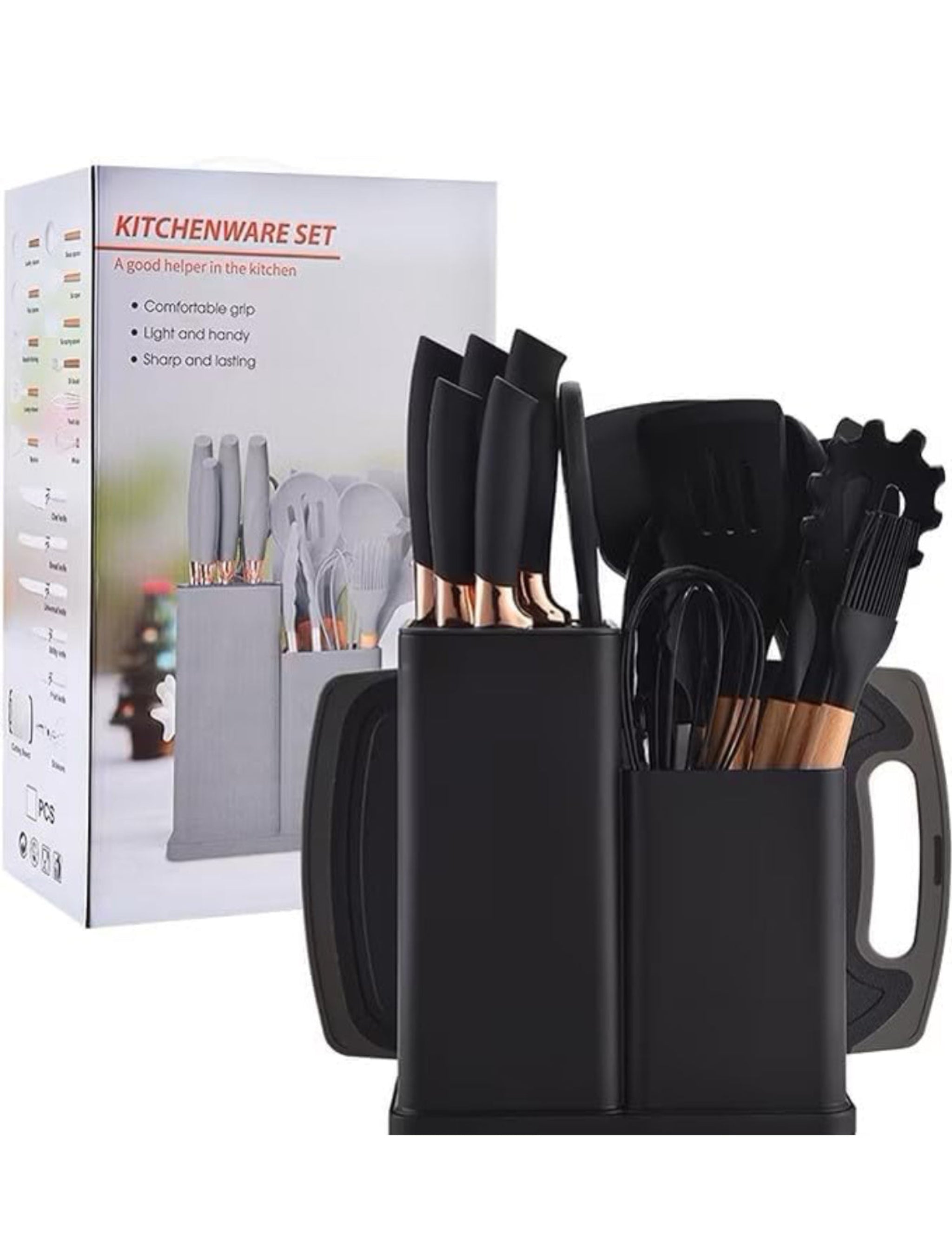 19-Piece Elegant Non-Stick Silicone Kitchen Utensil Set – Black