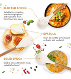 12-Pc Silicone Utensil Set with Wooden Handles & Holder - White