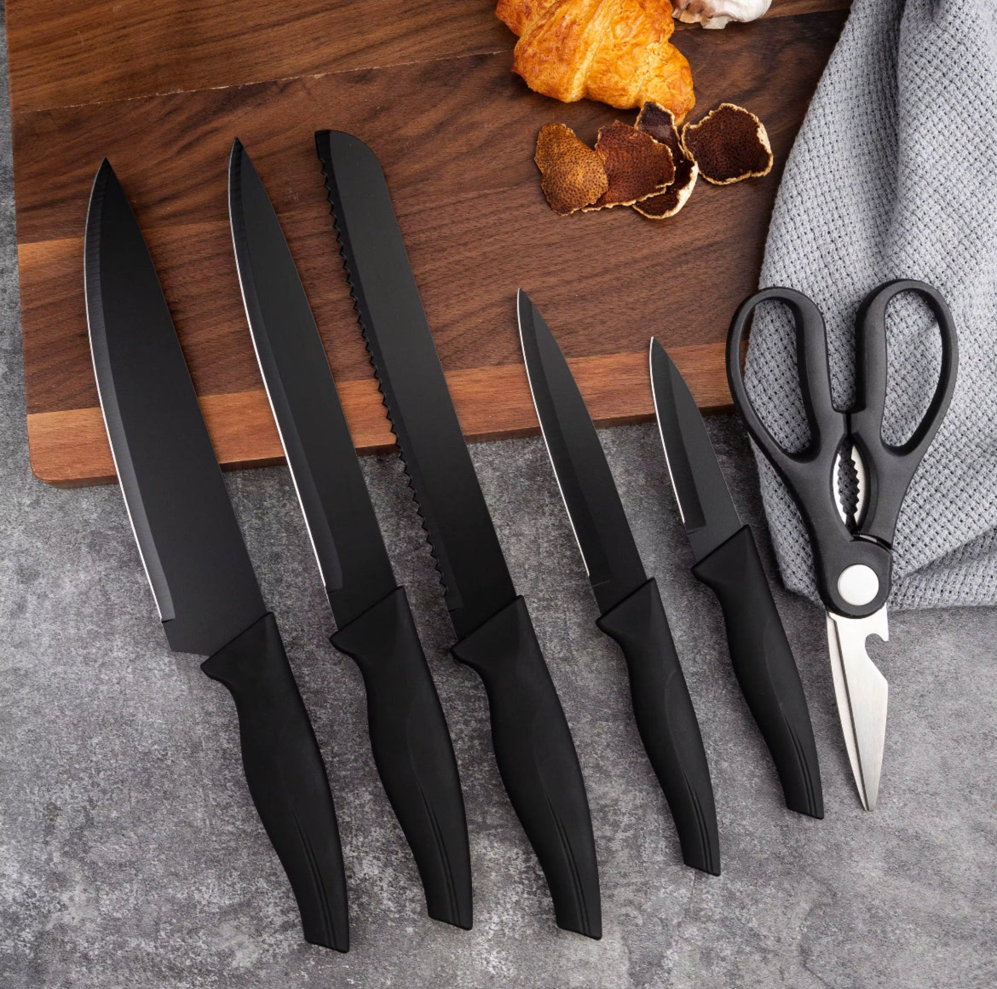 7pc Black knife set