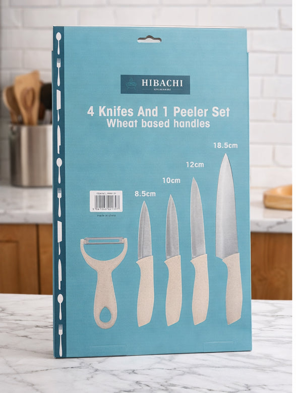 HIBACHI 4 Knives and 1 Peeler Set