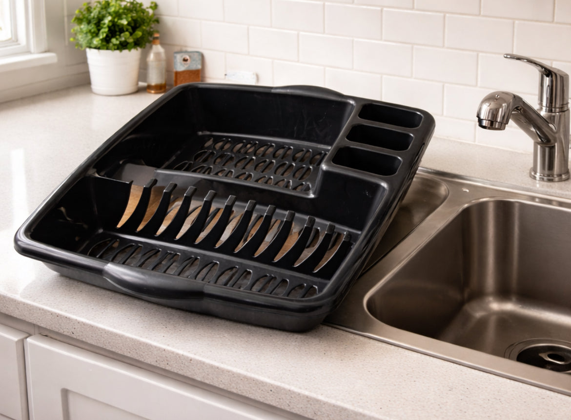 Black Dish Drainer with Cutlery Holder – Practical & Stylish Kitchen Essential