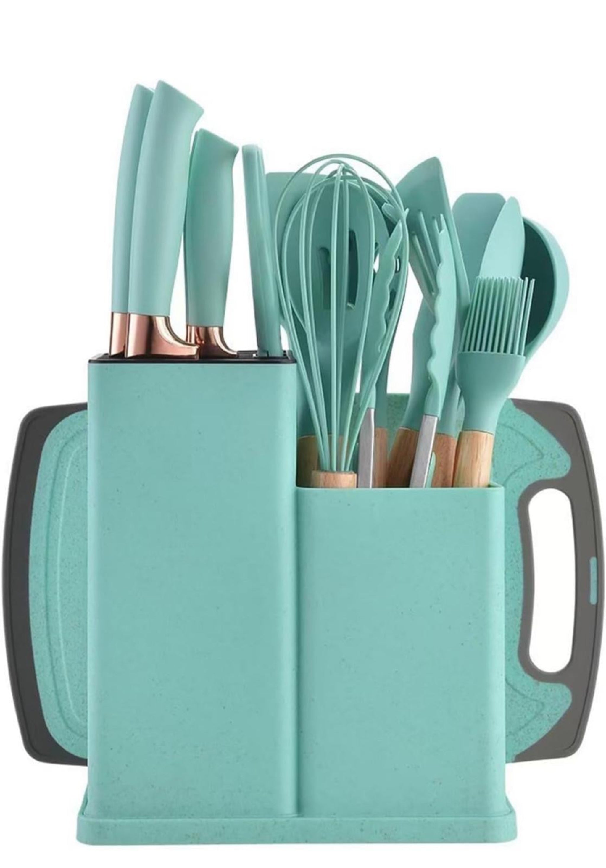 19-Piece Elegant Non-Stick Silicone Utensil Set – Turquoise