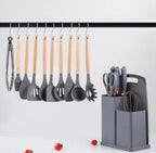 19-Piece Elegant Non-Stick Silicone Kitchen Utensil Set – Grey