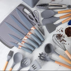 19-Piece Elegant Non-Stick Silicone Kitchen Utensil Set – Grey